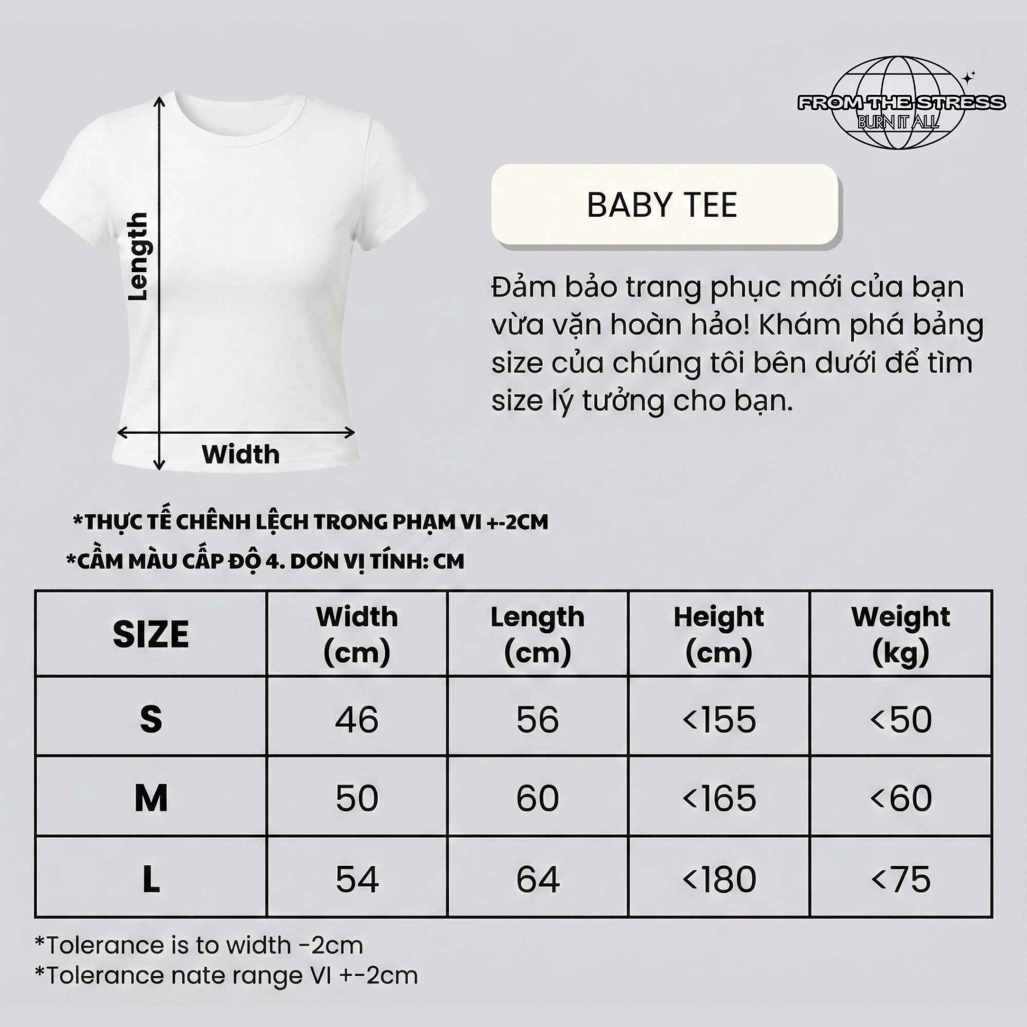 Size Chart - FTS Baby Tee "GEN STRESS" - Be