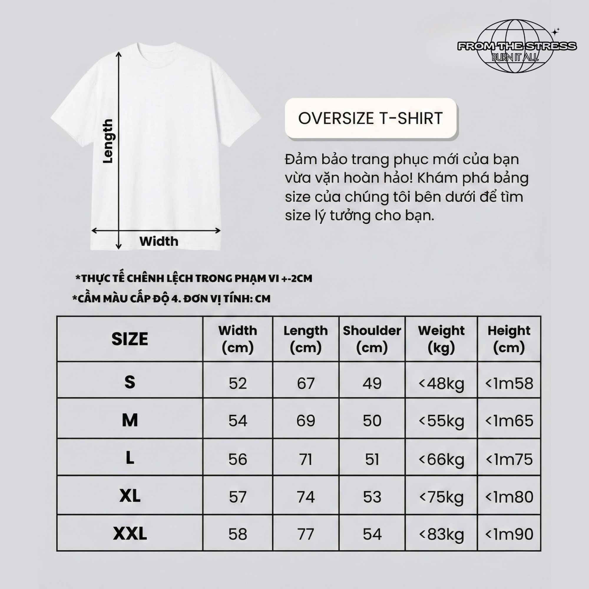Size Chart - FTS Oversize - Love without STRESS